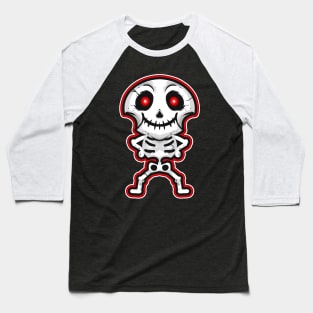 Cute Kawaii Chibi Skeleton Halloween Baseball T-Shirt